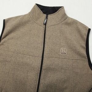 Straight Down Vest Mens Large Beige Full Zip Roxiticus Golf Club Logo Lined